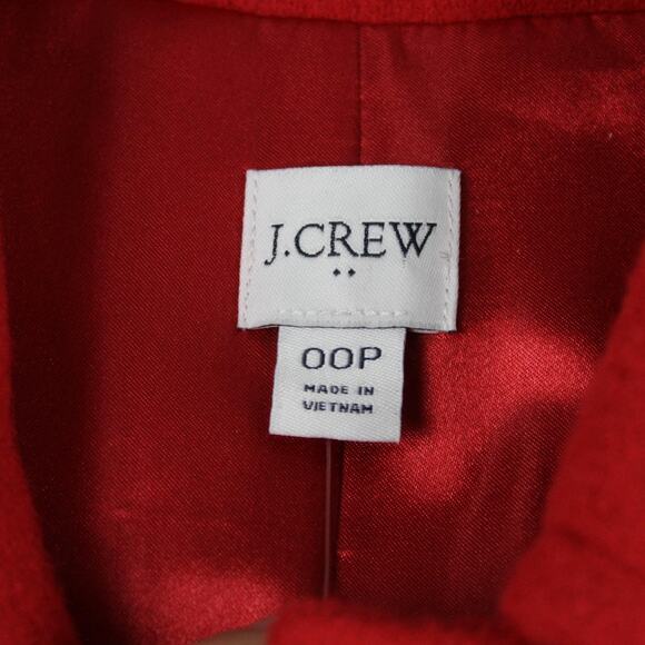 J Crew Coat Womens 00P Lady Day Jeweled Button Wood Blend Red Dress Long Peacoat - Picture 9 of 14